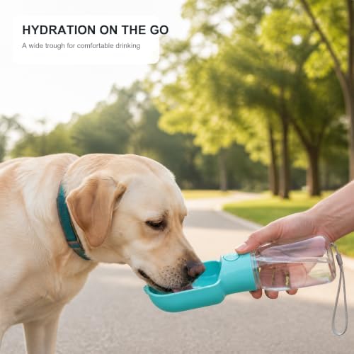 2-in-1 Dog Water Bottle with Food Container, Small, Pink
