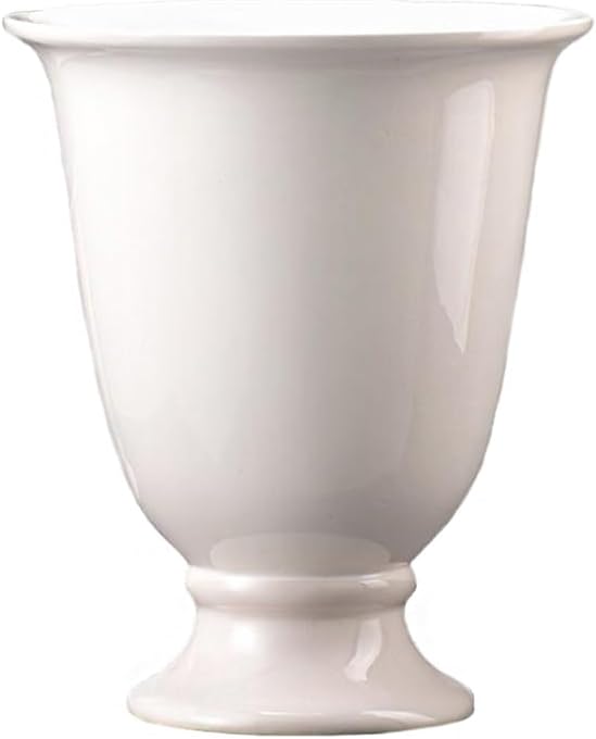 Serene Spaces Living White Porcelain Urn Vase: Pedestal Floral Pot for Natural & Faux Flowers. Perfect Entryway, Home Decor, Tabletop Decoration, Wedding, Small