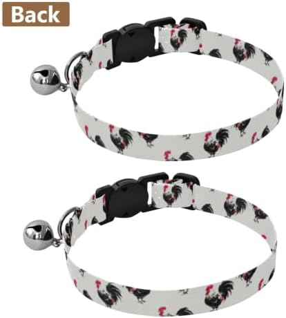 Black Roosters Adjustable Buckle Cats Collar 2 Pack Collars for Puppies