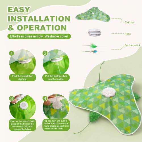 Interactive Cat Toys for Indoor Cats, Hide and Seek Mat with Moving Feather