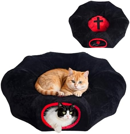Gothic Coffin Tunnel Cat Bed, Washable, Fits Cat up to 25 lbs