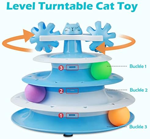UPSKY Cat Toy Roller 4-Level Turntable with Colorful Balls and Bell Ball | Puzzle Kitten Toys, Sturdy Structure, Detachable Design, Easy to Assemble, Anti-Slip, Reduces Boredom for Indoor Cats