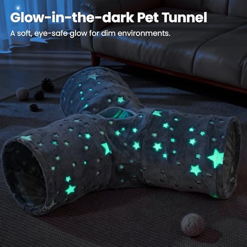 Tempcore 3-Way Cat Tunnel Toy, Collapsible, Self-Luminous Tube for Cats