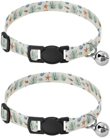 Watercolor Blue Seahorses Cat Collar 2 Pack for Cats Adjustable 10.6 to 17.1 Inches