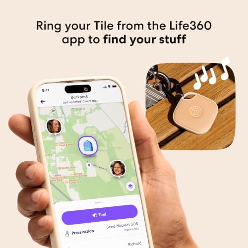 Life360 Tile - Bluetooth Tracker, Keys Finder and Item Locator for Keys, Bags and More. Phone Finder. Both iOS and Android Compatible. 1-Pack (Blush)