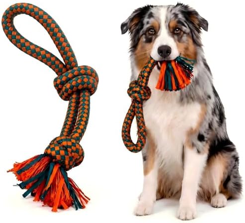 Interactive Dog Rope Toy – Ultra-Fiber Dog Chew Toys (Two Knots)