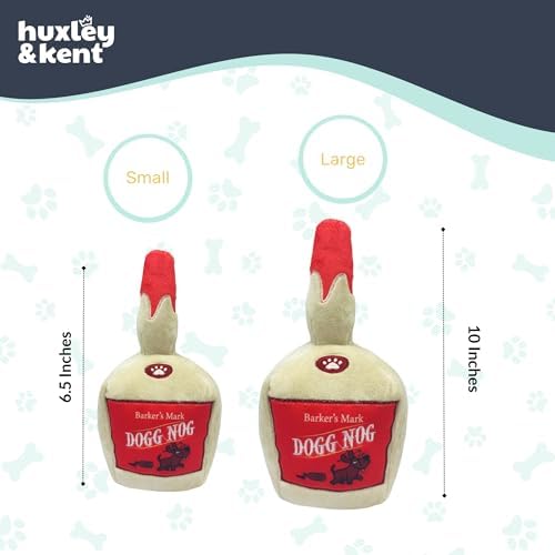 Huxley & Kent Funny Dog Toy w/Squeaker – Holiday Power Plush Squeaky Dog Toys for Small, Medium & Large Dogs – Soft Stuffed Animal for Indoor Play & Fetch - Dogg Nog, Large