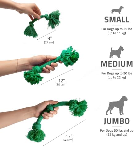 Playology Tug Rope Dog Toys for Small Breed Dogs - Small, Watermelon Scent