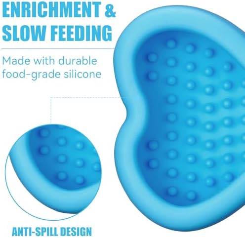 Lick Mat for Dogs, Animire Anti-Spilled Bow Tie Lick Bowls for Anxiety Relief, Silicone Slow Feeder Licking Pad with Suction Cups, Freezeable Dog Enrichment Toy for Boredom(Light Blue,S)