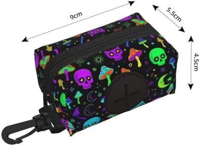 Dog Waste Bag Dispenser Trippy Moon Skulls Mushrooms Pets Poop Bag Dispenser for Leash Accessory