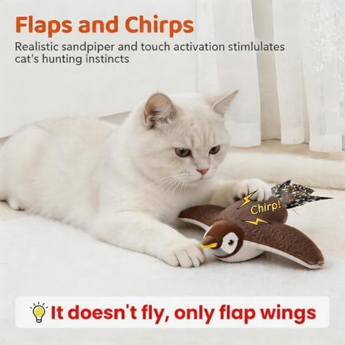 Speedy Tail 2.0 Cat Toy, USB Rechargeable Flapping Bird with Lifelike Chirp, Interactive & Automatic Moving Toy for Indoor Cats, Kitten Exercise Feather