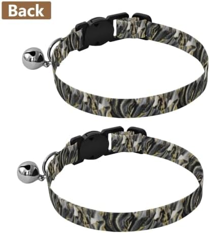 Golden Marble Black Lightweight Small Dog Collar, 2 Pack Cat Collar with Bell