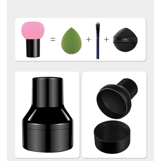 Foundation Sponge Powder Puff Mushroom Head 3PCS Makeup Sponges with Handles Cases Cosmetic Facial Face
