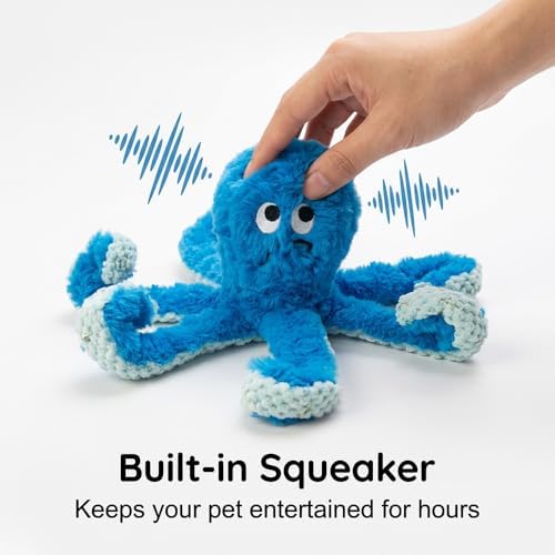 Octopus Tough Dog Toys for Aggressive Chewers, Blue-2 Pack