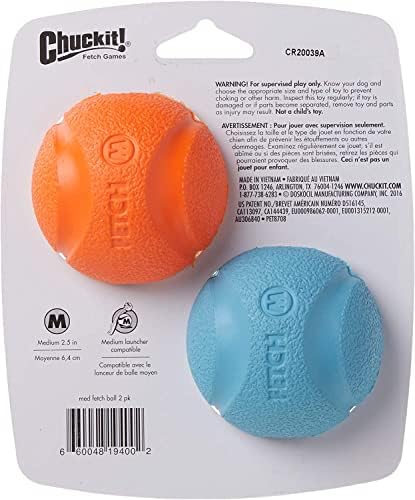 Chuckit! Medium Fetch Ball 2.5", 2 Pack (Colors Vary)