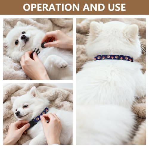 Cute Hedgehogs Navy Blue Adjustable Buckle Kitten Collars 2 Pack Pet Collars for Cats