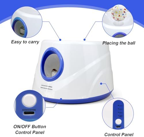 Automatic Dog Ball Launcher, 6 ETPU Balls, 20-45ft Distance