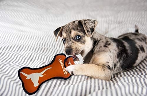 Pets First NCAA Texas Longhorns Dental Dog TUG Toy with Squeaker. Tough PET Toy for Healthy Fun, Teething & Cleaning Pets Teeth & Gum