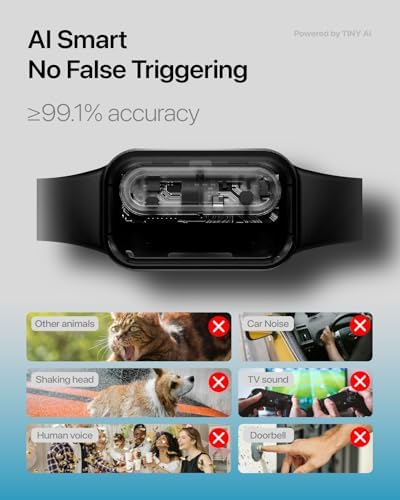 Dog Bark Collar Shock Vibration Beep: High Sensitive Barking Control Collar with Replaceable Battery for Small Medium Large Dogs (Small)