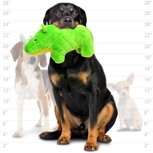 MIGHTY- Safari Rhino - Squeaker-Multiple Layers. Made Durable, Strong & Tough. Interactive Play Dog Toy (Tug, Toss & Fetch). Machine Washable & Floats