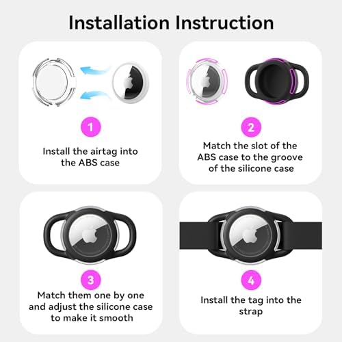 Waterproof AirTag Holder for Dog Collar, Soft Slide-On Dog AirTag Holder | Full-Body Protection, No-Dangle Fit, Ultra-Durable, Lightweight, Tool-Free Installation, Clear Cover, Fits Dog & Cat Collars