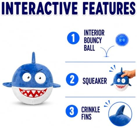 Dog Toy for Aggressive Chewers, No Stuffing Crinkle Soft Plush 3-in-1 Shark