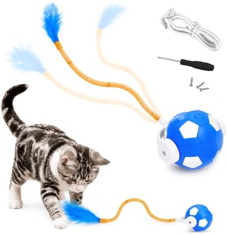 Cat Enrichment Toy, Chase Toy for Bored Indoor Adult Cats | cat feather toy|cat automatic toy|cat toys with bells|bouncy tails cat toysrechargeable cat toy