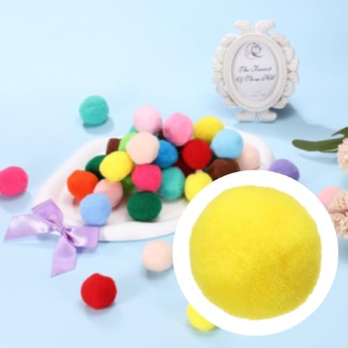 Cat Toy Pom Ball, Interactive Cat Ball Toys Fuzzy Pompoms (Plush, 1.2Inch, 30Pcs, Yellow Tones) for Kittens Pet Enrichment Training Play Indoor