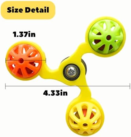 Spinning Bird-Toys Bird Cage Toys & Bird Perch Parrot-Parakeet Budgie Cockatiel Conure Macaw Chicken Parrot Enrichment Cage Accessories Small Animal Chewing Toy (Yellow Spinner Bell)