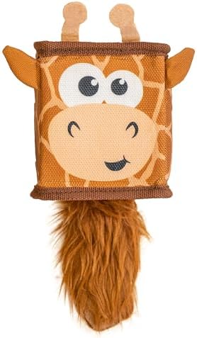 Outward Hound Fire Biterz Cubez Brown Giraffe Squeaky Ballistic Firehose Dog Toy, Small