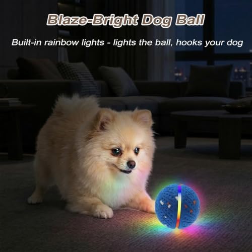Smart Interactive Dog Toy,Smart Moving Bouncing Dogs Ball with RGB Lights, Automatic Moving, Bouncing, and Rotating,E-TPU Durable & Waterproof,for Small Medium Dogs Keep Them Busy