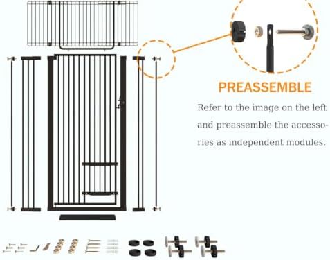 71" Extra Tall Cat Gate 29.5-40.6 Wide Pet gate with Small Cat Door,Pet Gate NO Drilling Pressure Mount Kit for Cats and Dogs Indoor Doorways liveing Room Bedroom-Black