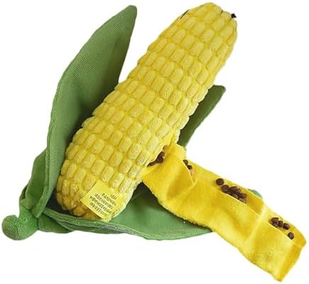 Dog Enrichment Toys, Cute Corn Design, Squeaky & Crinkle Dog Chew Toy, Treat Dispenser for Small & Medium Dogs & Cats, Stress-Relieving Interactive