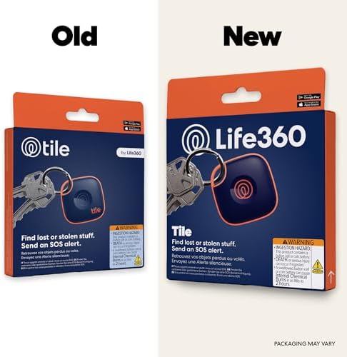 Life360 Tile - Bluetooth Tracker, Keys Finder and Item Locator for Keys, Bags and More. Phone Finder. Both iOS and Android Compatible. 1-Pack (Navy Blaze)