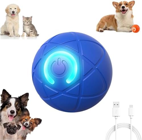 Smart Jumping Ball for Dogs,Shaky Ball Toy for Dogs,Vibrating Do g Balls,USB Rechargeable Shaky Balls Dog Toy,Interactive Dog Bouncing B All for D ogs for Small, Medium,Large D ogs (Blue)