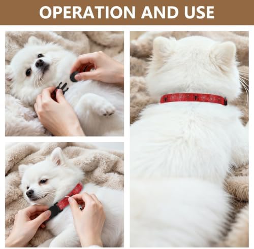 Red Black White Spiders Webs Dog Collars for Small Dogs, 2 Pack Puppy Collar with Bell