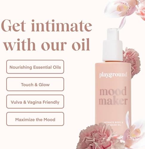 Mood Maker Massage Oil and Intimacy Oil, Pleasure Enhancing, Botanical Aphrodisiacs & Adaptogens, Vanilla Sandalwood Rose Ylang Ylang, 1-Ounce Bottle