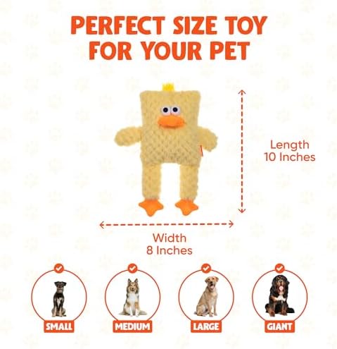 Block Heads Plush Dog Toy - Ruff Guard Technology - Oversized Squeaker Dog Squeaky Toys - Stuffingless Legs Design - Suitable for All Breeds - Interactive Perfect Bite-Size Shape for Thrashing Fun