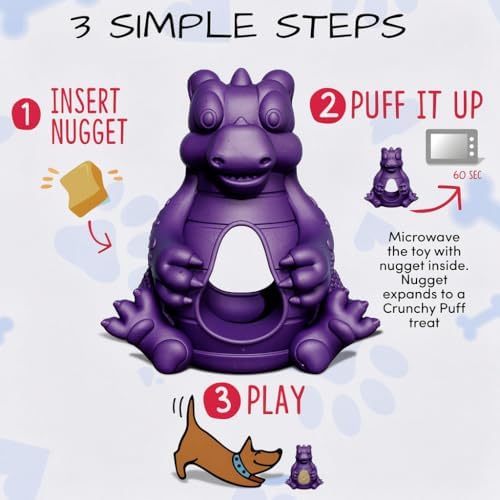 Yeti Puff & Play Interactive Dog Toy, Nugget Treat Dispenser, Purple Dragon