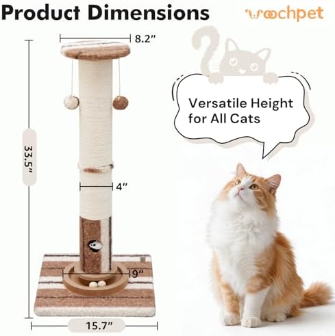 Woochpet Cat Scratching Post,Heavy Duty Green Sisal Scratcher with Cat Toys