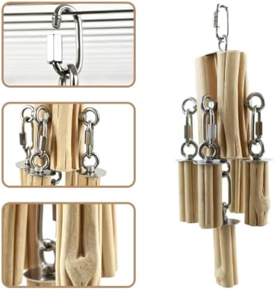 AOTU Medium Large Parrot Chew Toy, 304 Stainless Steel Natural Hardwood Bird Toys, Safe Durable Hanging Interactive Enrichment Toy for Macaw, Cockatoo, African Grey, Amazon Parrots