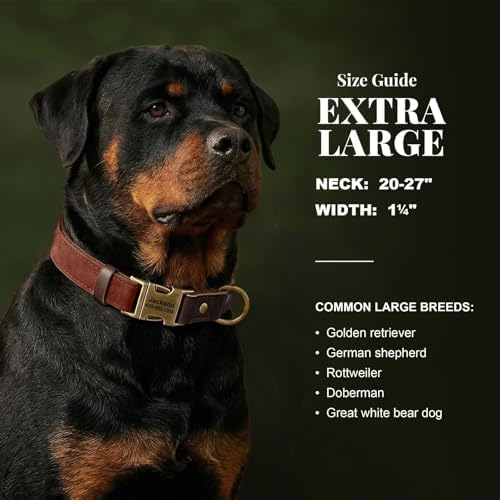 Personalized PU Leather Dog Collars,Quick Release Buckle,Brown,XL