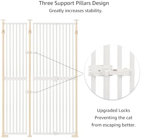 unipaws 75" High Extra Tall Cat Safety Gate, Auto Closing and No Drilling | Fit for 35"-51" Wide and 75"-98" Height Opening, Suitable for Doorway Hallway Stairs, Cat Dog Proof, Indoor Use, White