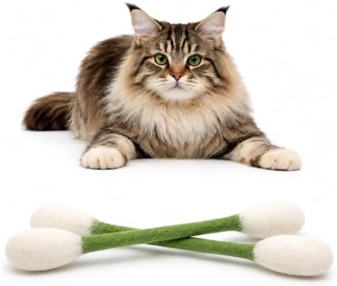 Glaciart One XXL Swabs Cat Toys with Catnip - 2 Pk | Durable for Chew, Cute Cat Toys Interactive Kitty for Boredom, Exercise, & Play | Filled w/Organic Catnip for Anxiety & as Digestive Aid
