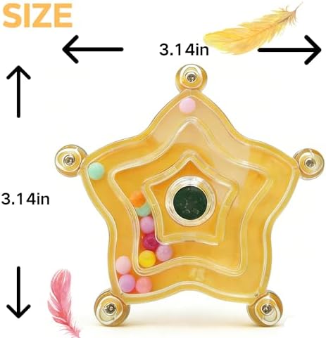 Spinning Bird-Toys Bird Cage Toys & Bird Perch Parrot-Parakeet Budgie Cockatiel Conure Macaw Chicken Parrot Enrichment Cage Accessories Small Animal Chewing Toy (Yellow Star)