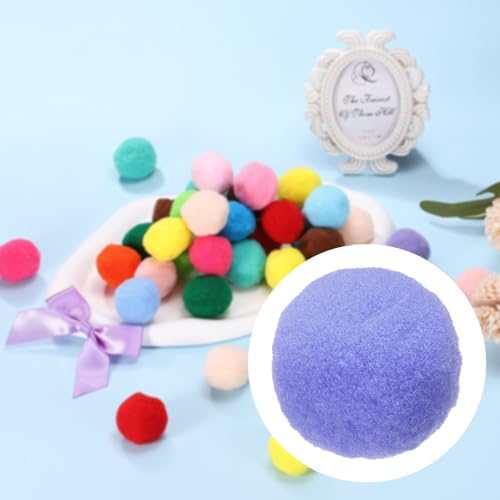 Cat Toy Pom Ball, Interactive Cat Ball Toys Fuzzy Pompoms (Plush, 1.2Inch, 30Pcs, Purple) for Kittens Pet Enrichment Training Play Indoor