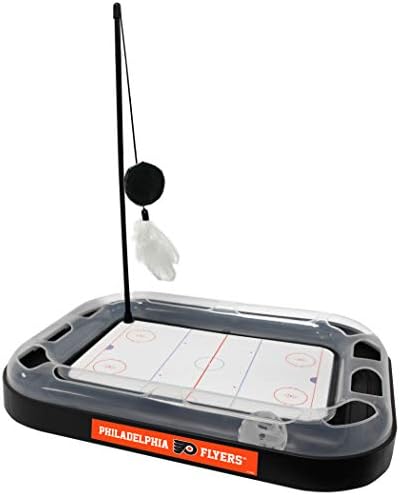 Pets First NHL Philadelphia Flyers Hockey Field 5-in-1 Cat Scratcher Toy with Interactive Cat Ball & Bell