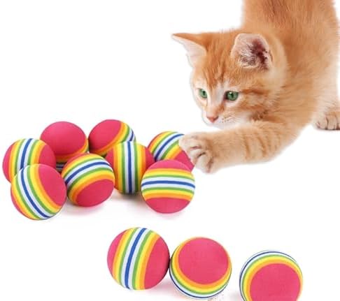 Bepets 12PCS Foam Balls for Cats, Colorful Rainbow Cat Toy Sponge Balls Soft Pet Toy