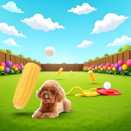 Pet Dog Corn Shape Squeaky Bite-Resistant Interactive Play Chew Pet Supplies Dog Toy Corn, Aggressive Chewers for Dog