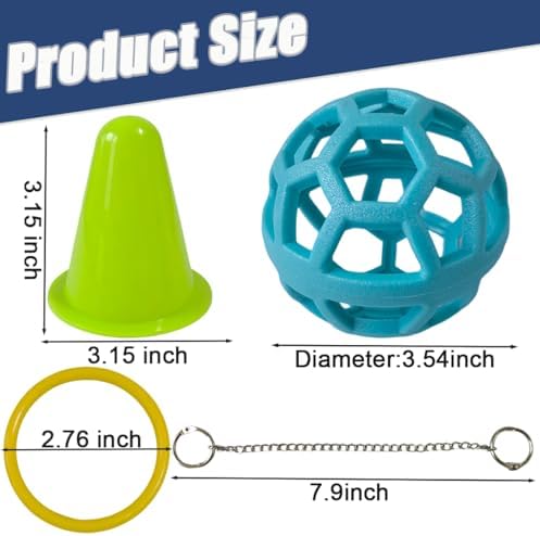 Rabbit Treat Ball, Bunny Enrichment Toy with Stainless Steel Hanger Set, Veggie Feeding Rabbit Ball Toy to Slow Feeder for Bunny, Guinea Pig, Hedgehog, Squirrel, Tortoise (Style2-Blue)